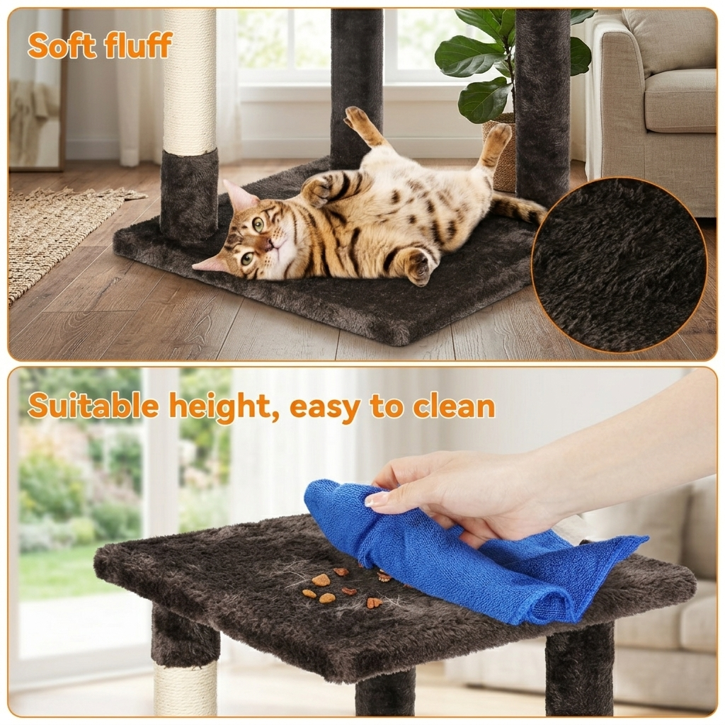 CozyPaws™ 112cm Cat Tree — Multi-Level Indoor Tower with Condo, Sisal Posts & Top Perch for Cats