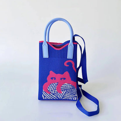Knitting Cat Knitted Vest Bag
