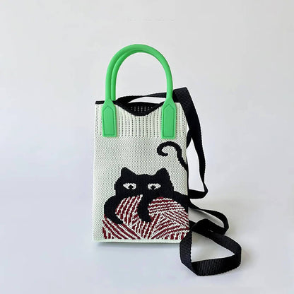 Knitting Cat Knitted Vest Bag