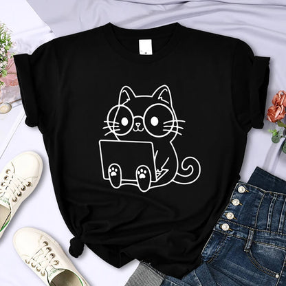 Laptop Cat T-Shirt