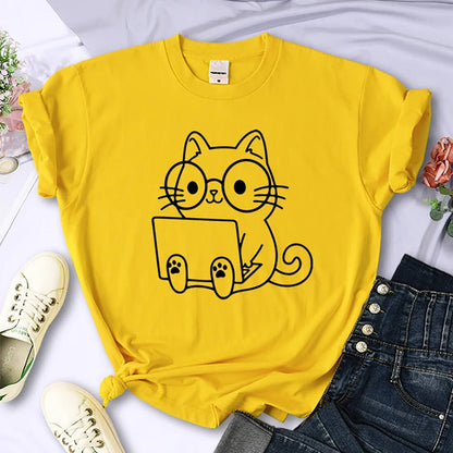Laptop Cat T-Shirt