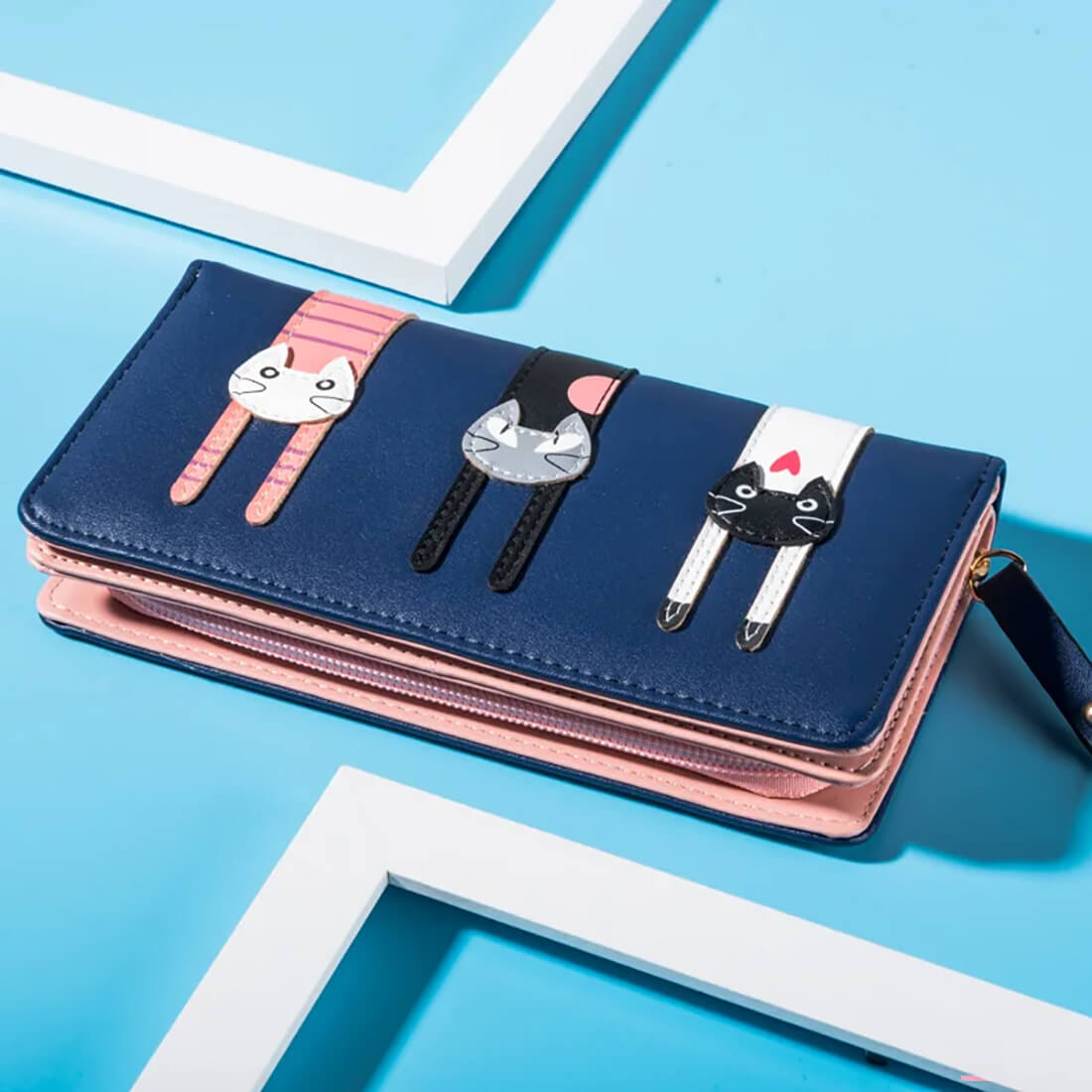 3 Cats Long Wallet