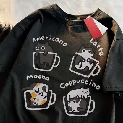 Adorable Cat Coffee T-Shirt
