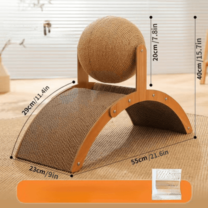 💖 Natural Sisal Cat Scratching Ball With Cardboard Pad – Satisfies Scratching, Durable Sisal & Protects Furniture 🧶