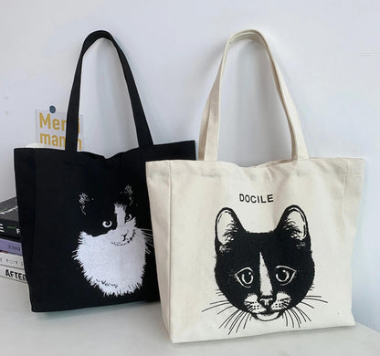 Cat Face Canvas Bag