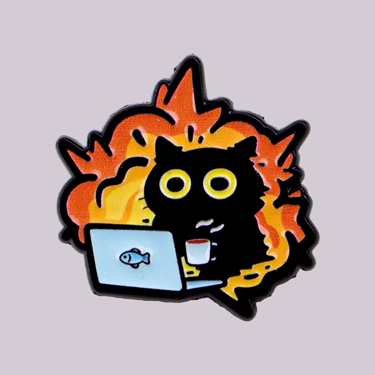 "Deadline Fighter Cat" Pin