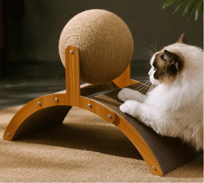 💖 Natural Sisal Cat Scratching Ball With Cardboard Pad – Satisfies Scratching, Durable Sisal & Protects Furniture 🧶