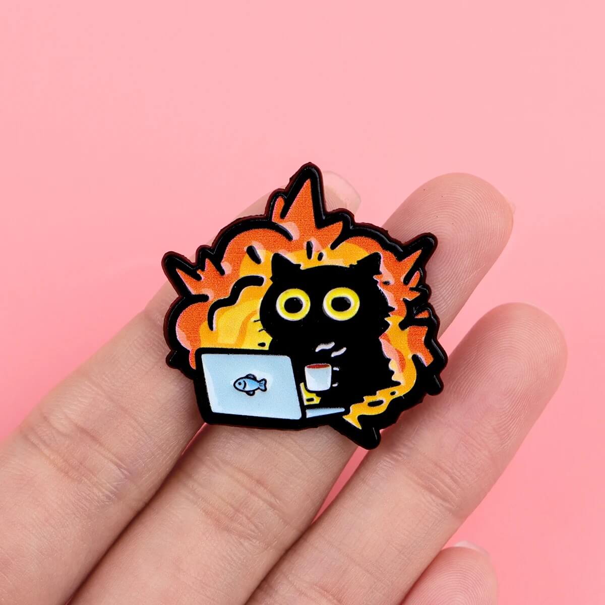 "Deadline Fighter Cat" Pin