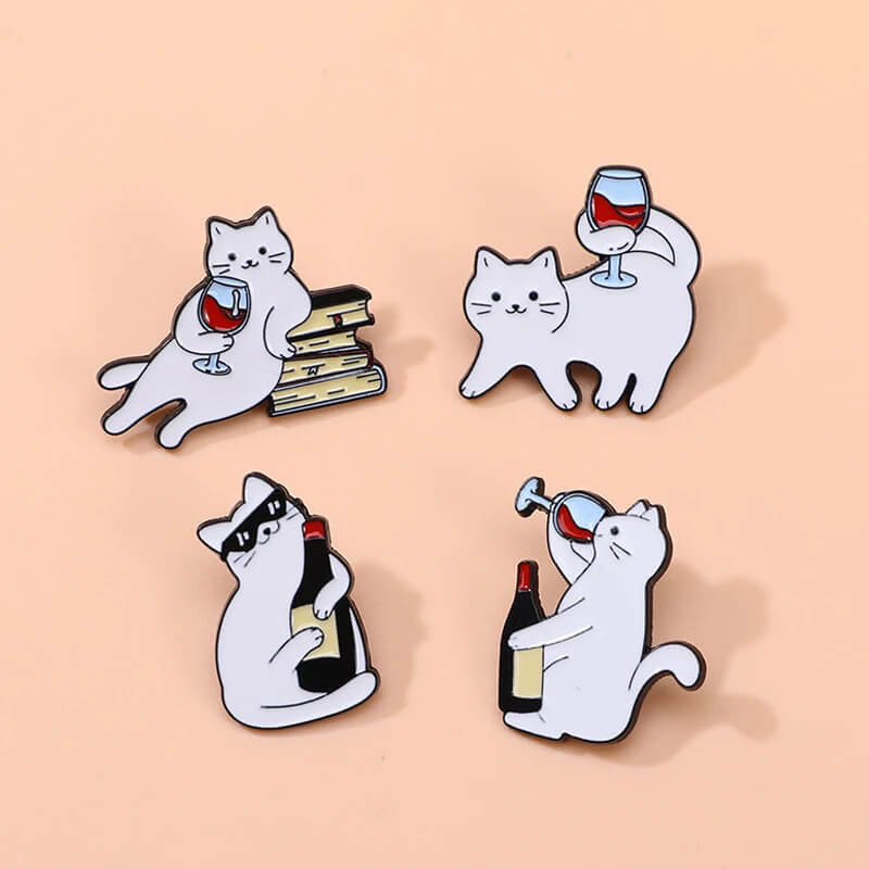 Wine Cat Pin Set
