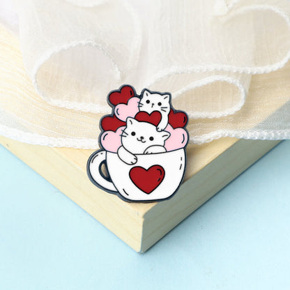 Love Drunk Cat Pin Set
