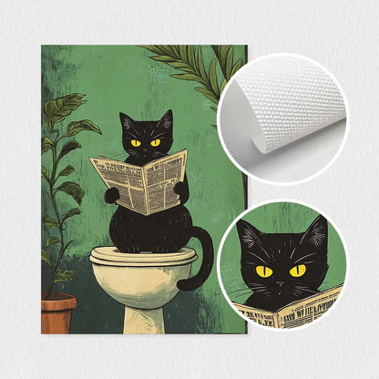 Black Cat Bathroom Trio Wall Art