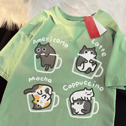 Adorable Cat Coffee T-Shirt