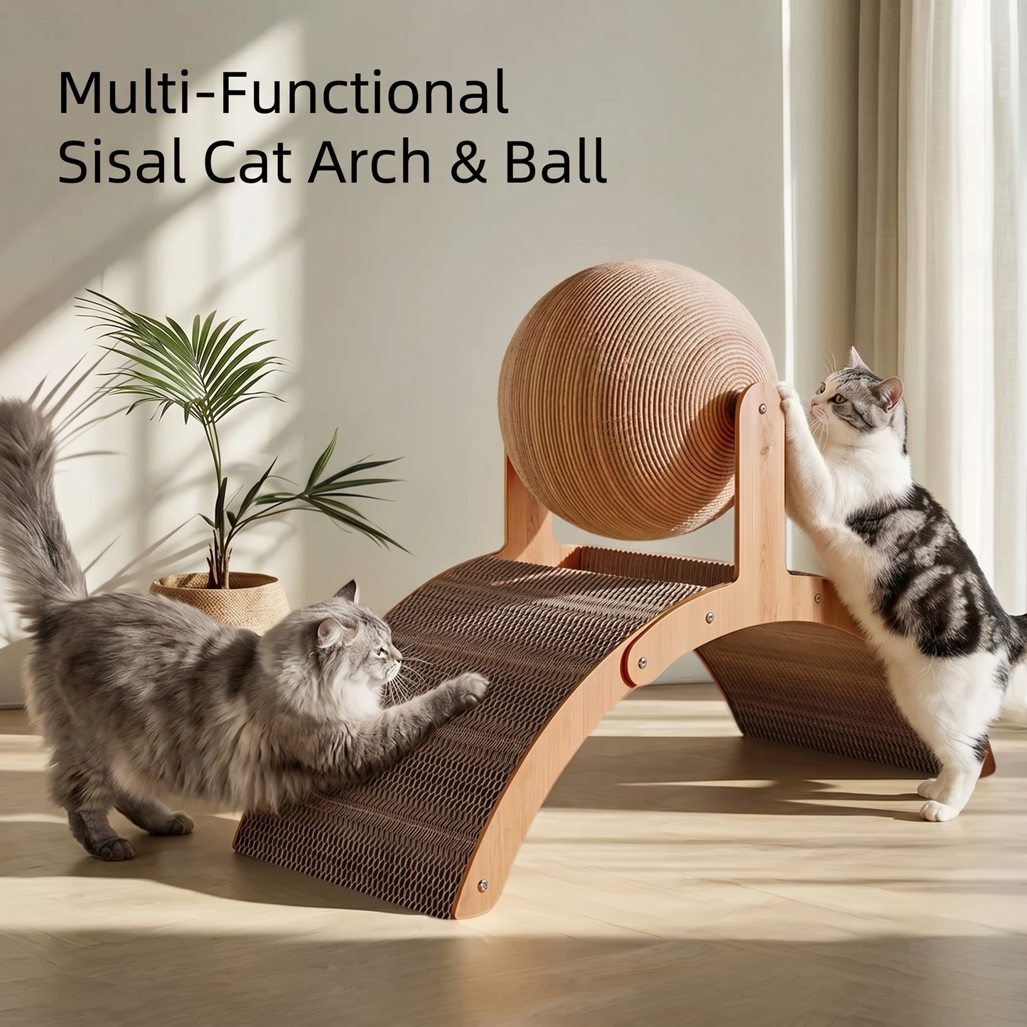 CozyPaws™ Cat Scratching Ball - 2-in-1 Spinning Sisal & Cardboard Scratcher