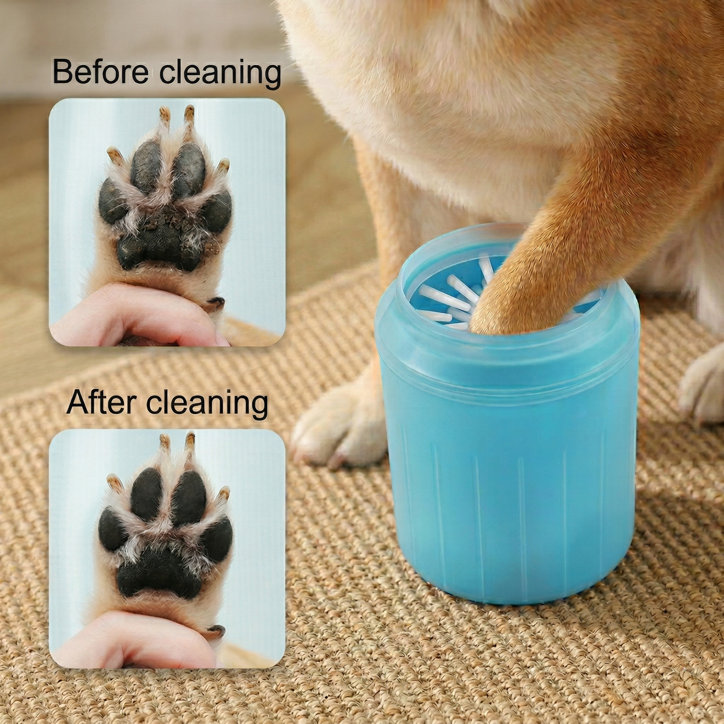 CozyPaws™ Portable Dog Paw Cleaner - 360° Silicone Bristles for Muddy Paws