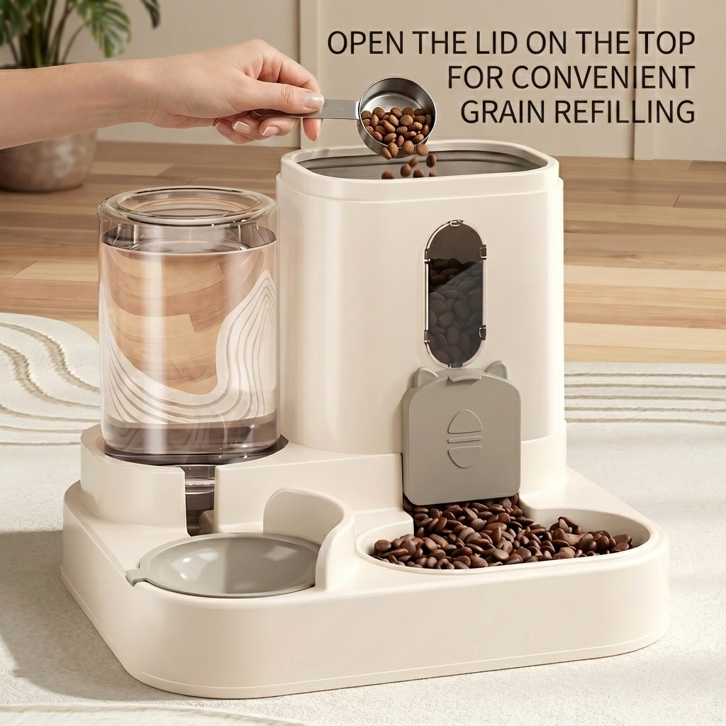 CozyPaws™ 2-in-1 Automatic Pet Food & Water Dispenser — Gravity-Fed No-Overflow Feeder for Cats & Dogs