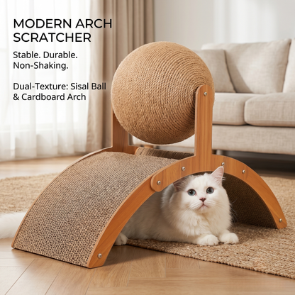 CozyPaws™ Cat Scratching Ball - 2-in-1 Spinning Sisal & Cardboard Scratcher
