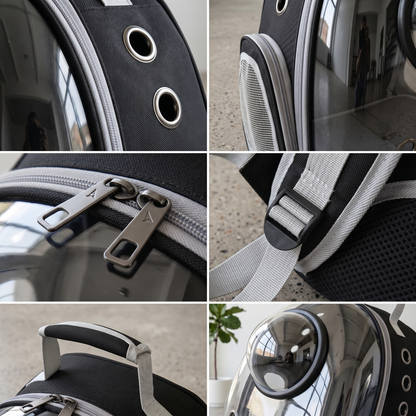 CozyPaws™ Bubble Window Cat Backpack — Hands-Free Transparent Carrier for Cats & Small Dogs