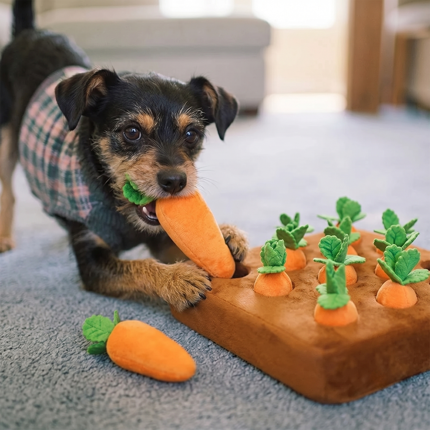 CozyPaws™ Carrot Snuffle Mat - Interactive Plush Puzzle Toy for Dogs & Cats