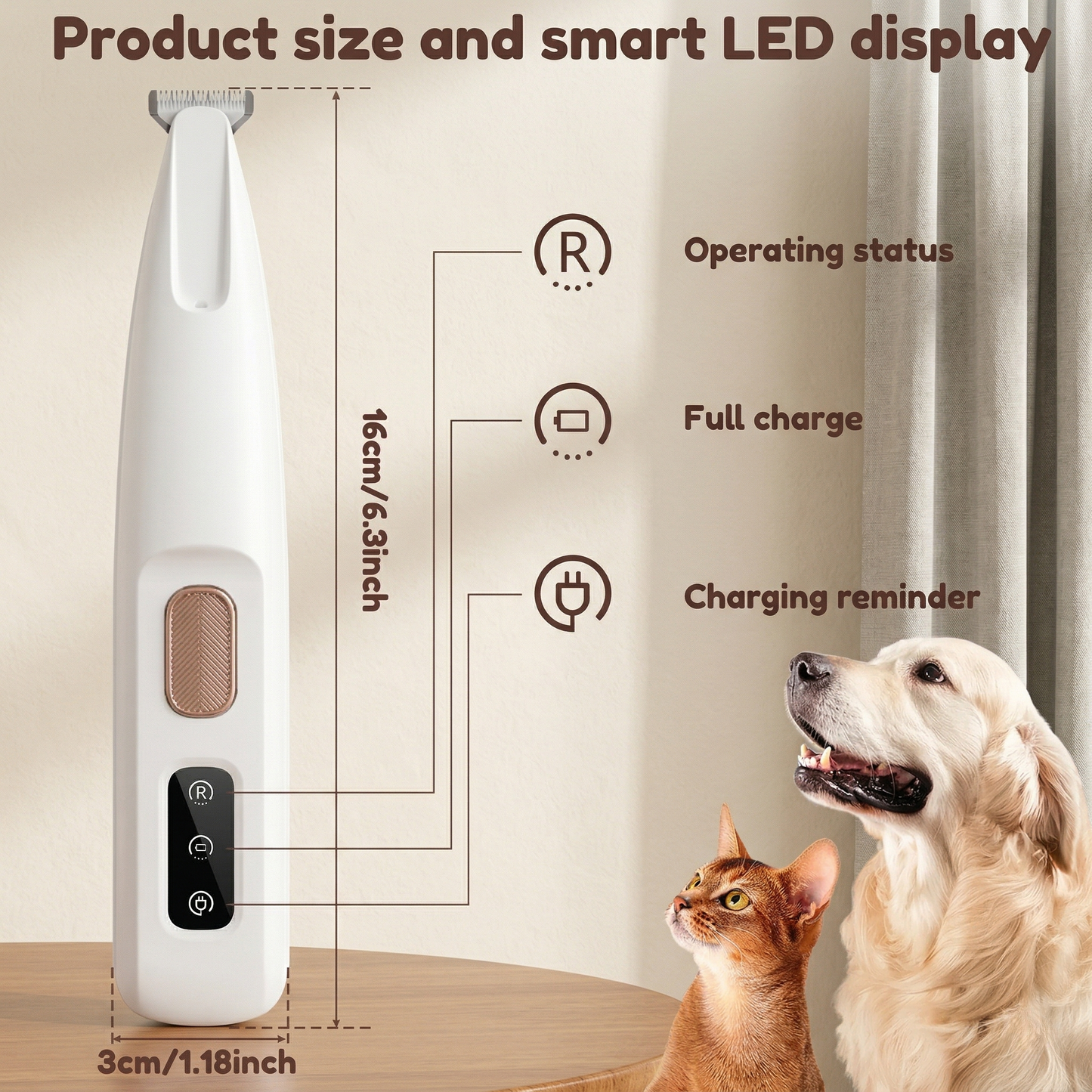 CozyPaws™ LED Pet Paw Trimmer - Ultra-Quiet 35dB & Safe Grooming for Dogs & Cats