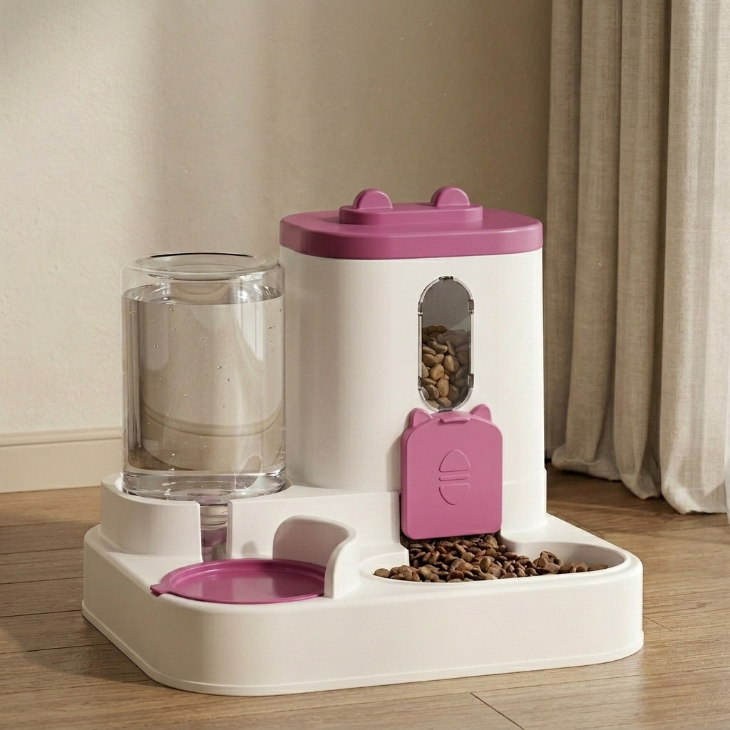 CozyPaws™ 2-in-1 Automatic Pet Food & Water Dispenser — Gravity-Fed No-Overflow Feeder for Cats & Dogs