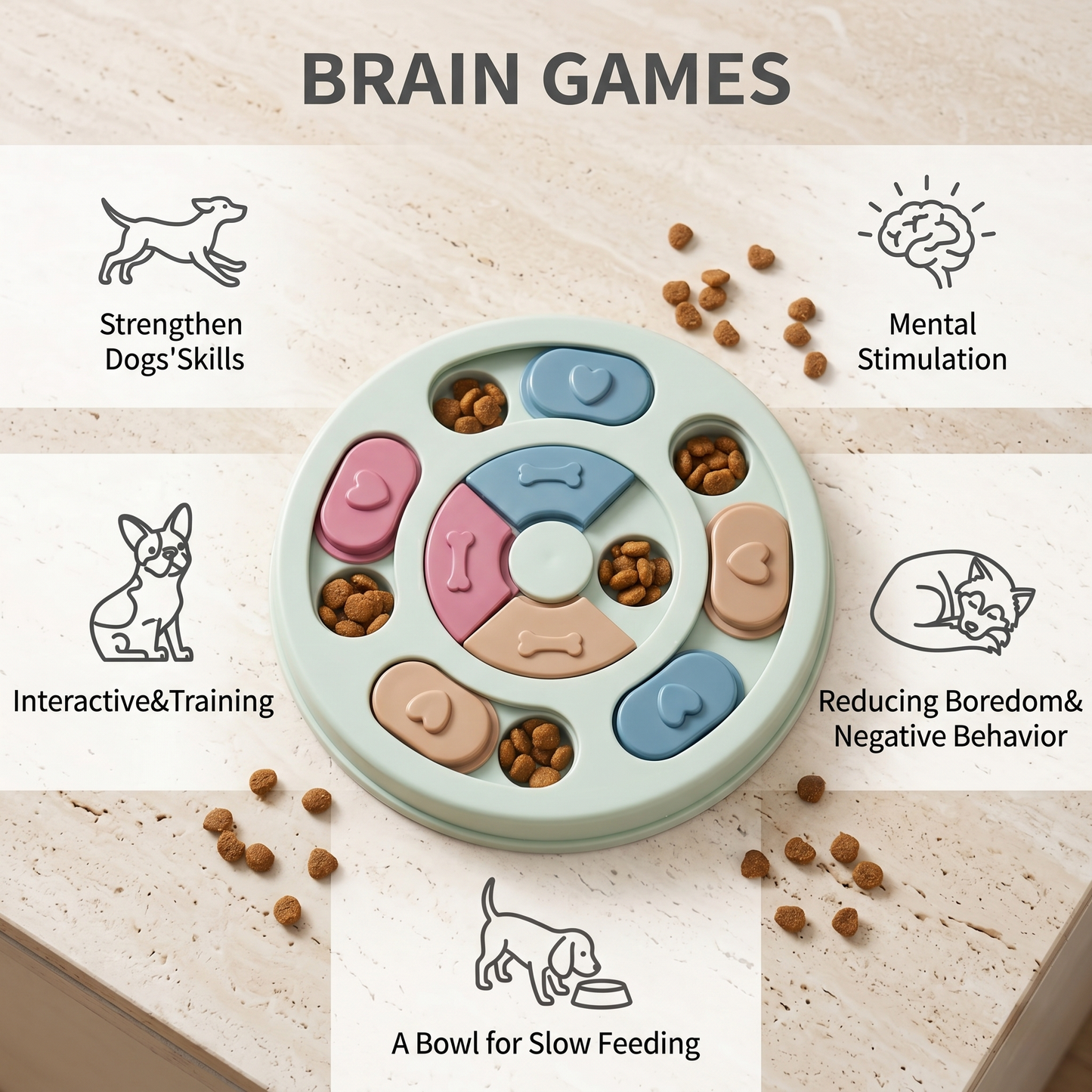 CozyPaws™ Interactive Dog Puzzle Feeder - Slow Feed Brain Game Bowl with 360° Rotation