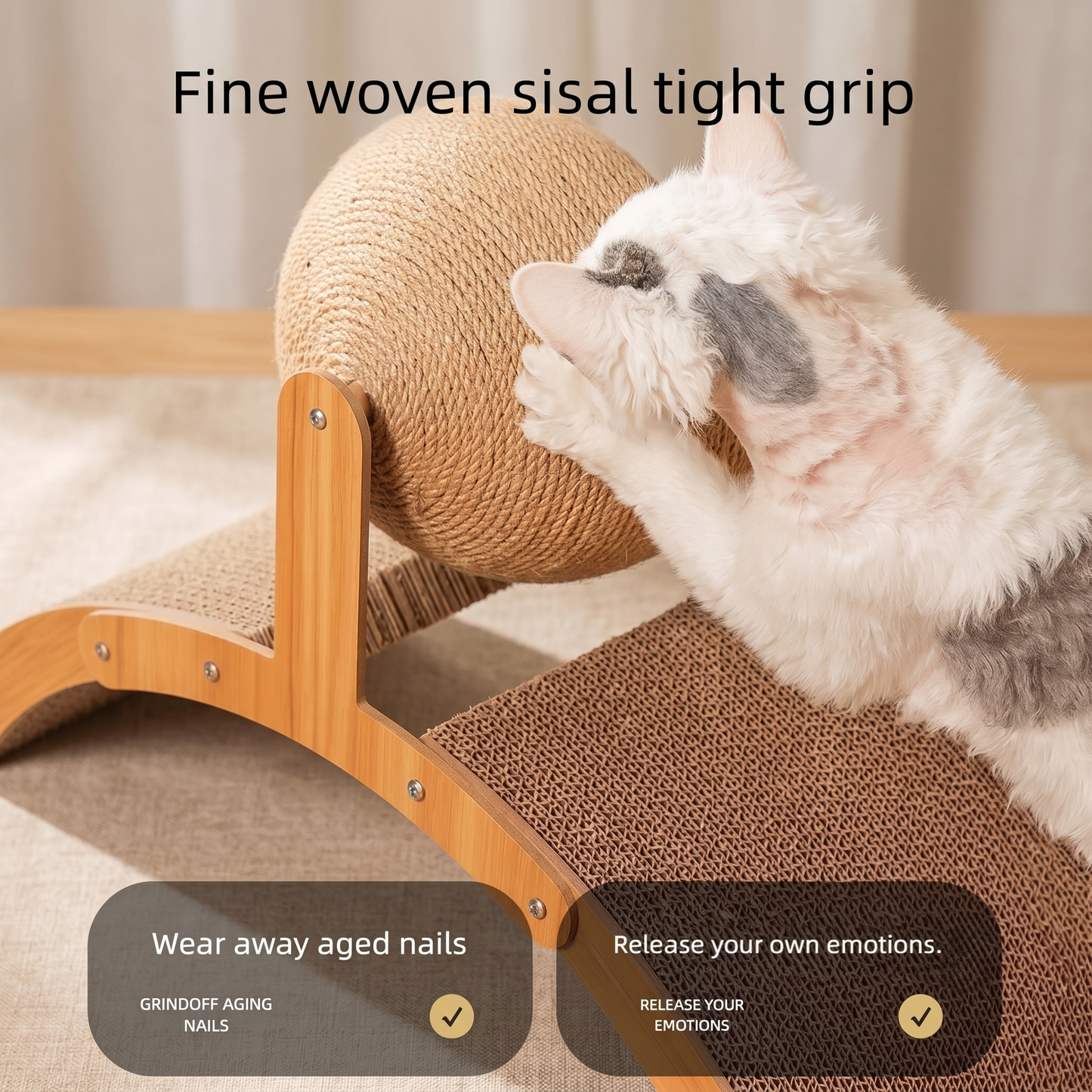CozyPaws™ Cat Scratching Ball - 2-in-1 Spinning Sisal & Cardboard Scratcher