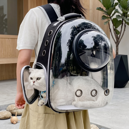 CozyPaws™ Bubble Window Cat Backpack — Hands-Free Transparent Carrier for Cats & Small Dogs
