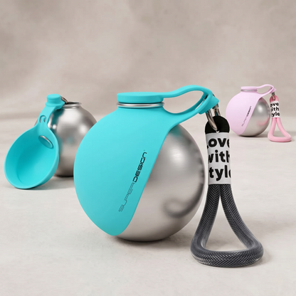 CozyPaws™ 2-in-1 Portable Dog Water Bottle — Leak-Proof Stainless Steel Travel Bottle with Food Compartment for All Breeds