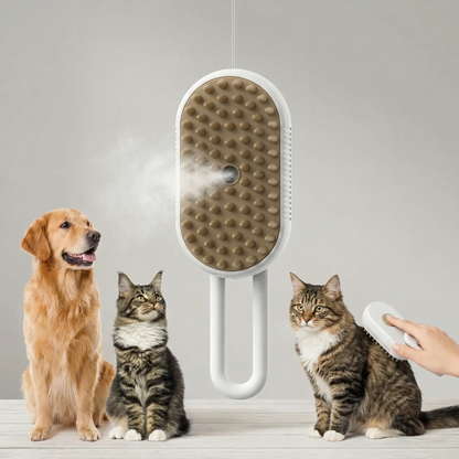 CozyPaws™ 3-in-1 Pet Steam Brush - USB Rechargeable Grooming & Massage