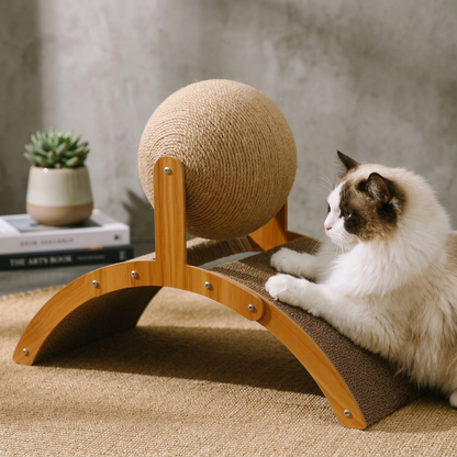 CozyPaws™ Cat Scratching Ball - 2-in-1 Spinning Sisal & Cardboard Scratcher