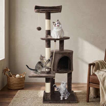 CozyPaws™ 112cm Cat Tree — Multi-Level Indoor Tower with Condo, Sisal Posts & Top Perch for Cats
