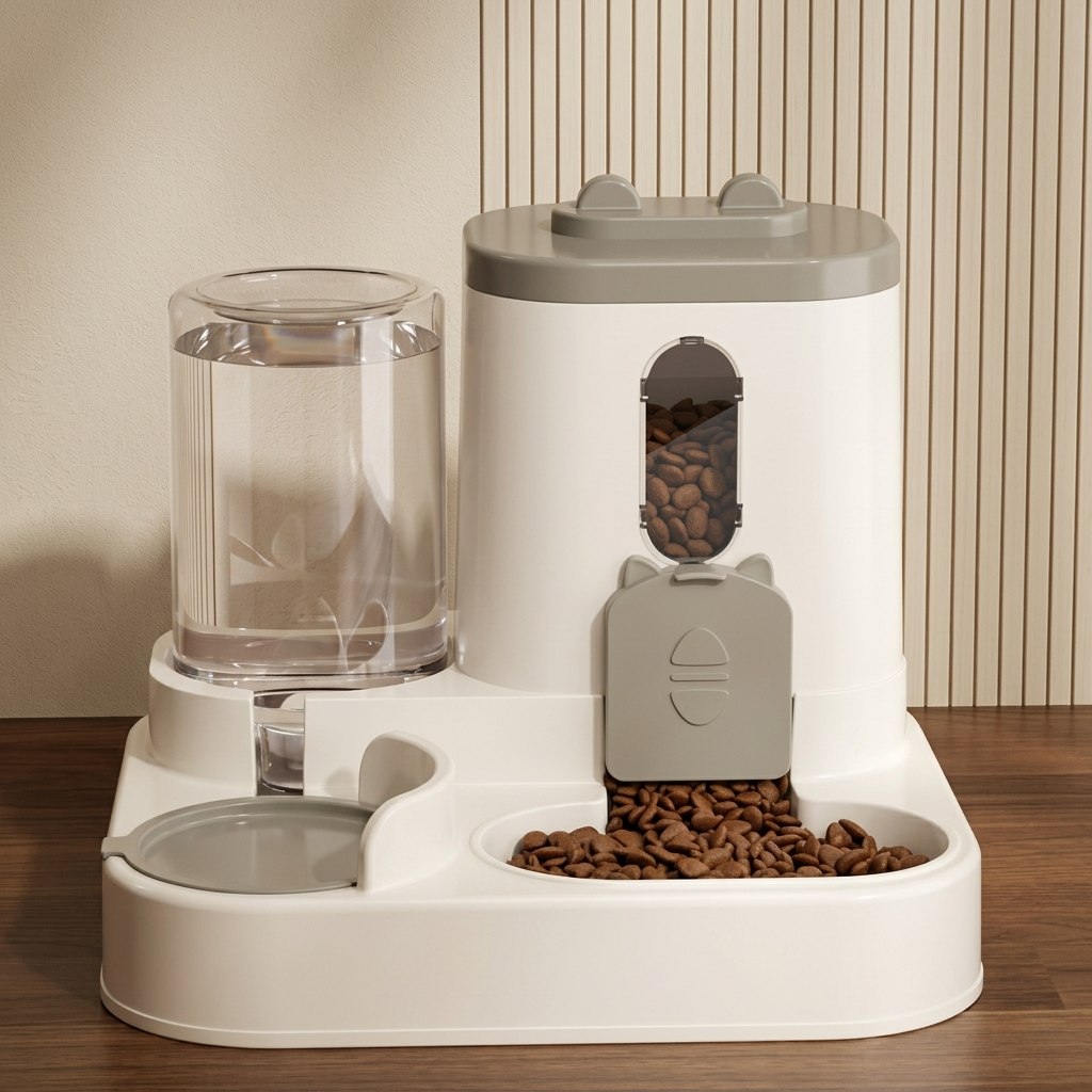 CozyPaws™ 2-in-1 Automatic Pet Food & Water Dispenser — Gravity-Fed No-Overflow Feeder for Cats & Dogs