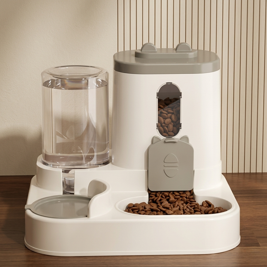 CozyPaws™ 2-in-1 Automatic Pet Food & Water Dispenser — Gravity-Fed No-Overflow Feeder for Cats & Dogs