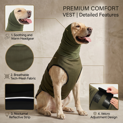CozyPaws™ Dog Anxiety Calming Vest - 2-in-1 Compression Coat with Noise-Reducing Hood