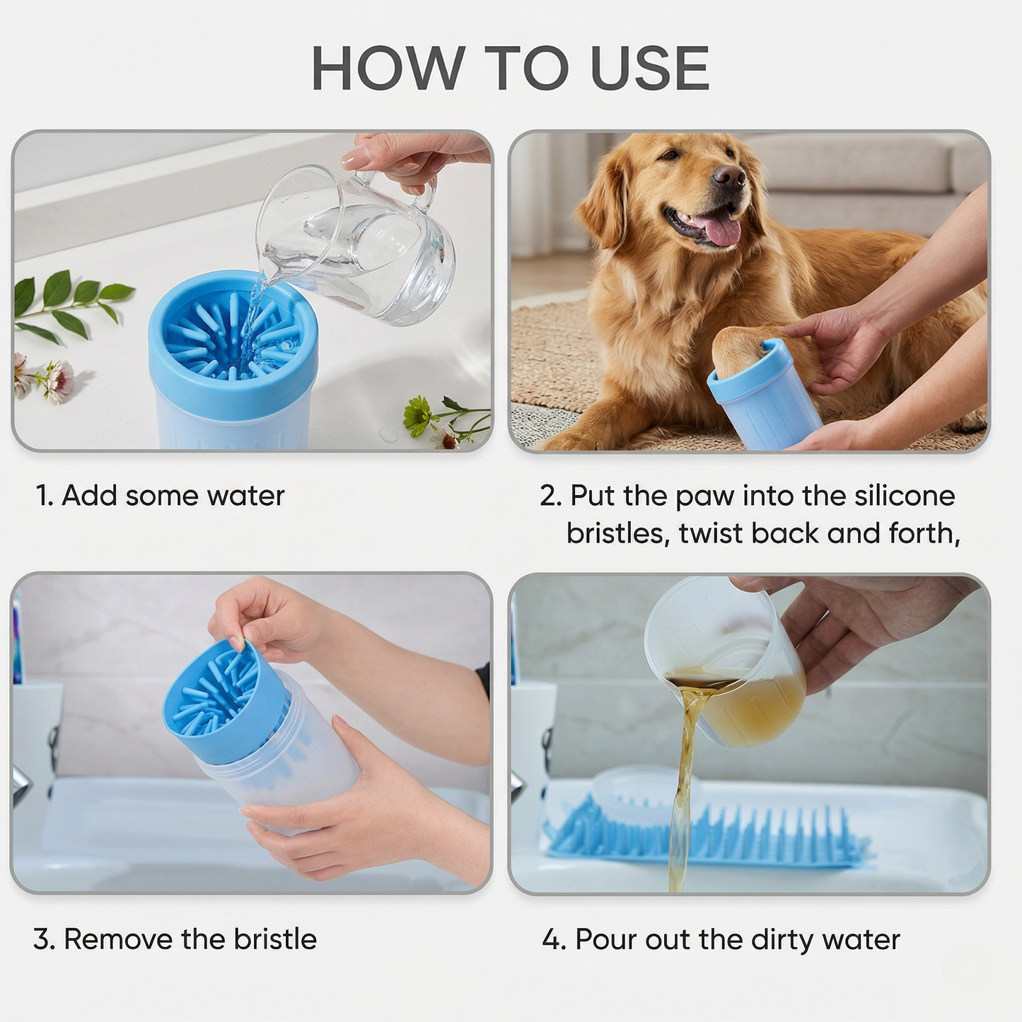 CozyPaws™ Portable Dog Paw Cleaner - 360° Silicone Bristles for Muddy Paws