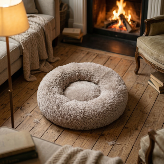 CozyPaws™ Calming Donut Pet Bed - Self-Warming Anti-Anxiety for Dogs & Cats