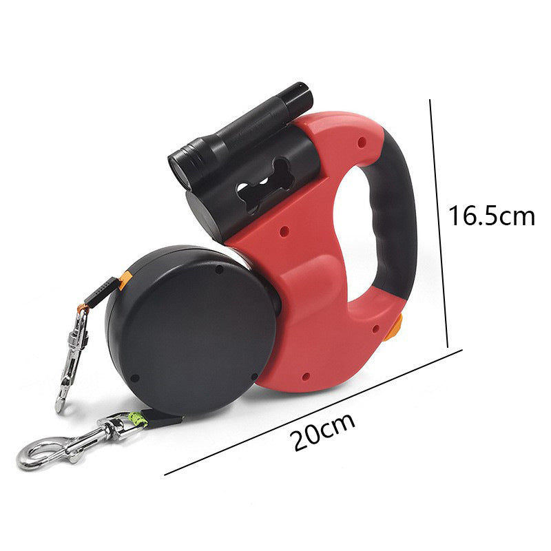 Dual Dog Leash with Tangle-Free Swivel & LED Light