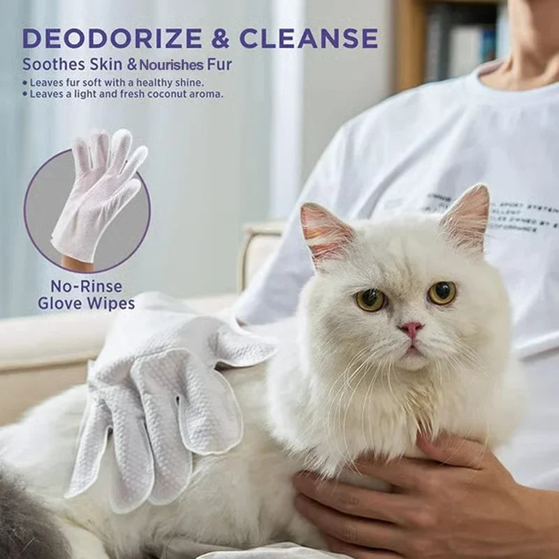 Rinse-Free Pet Cleaning Deodorizing Gloves