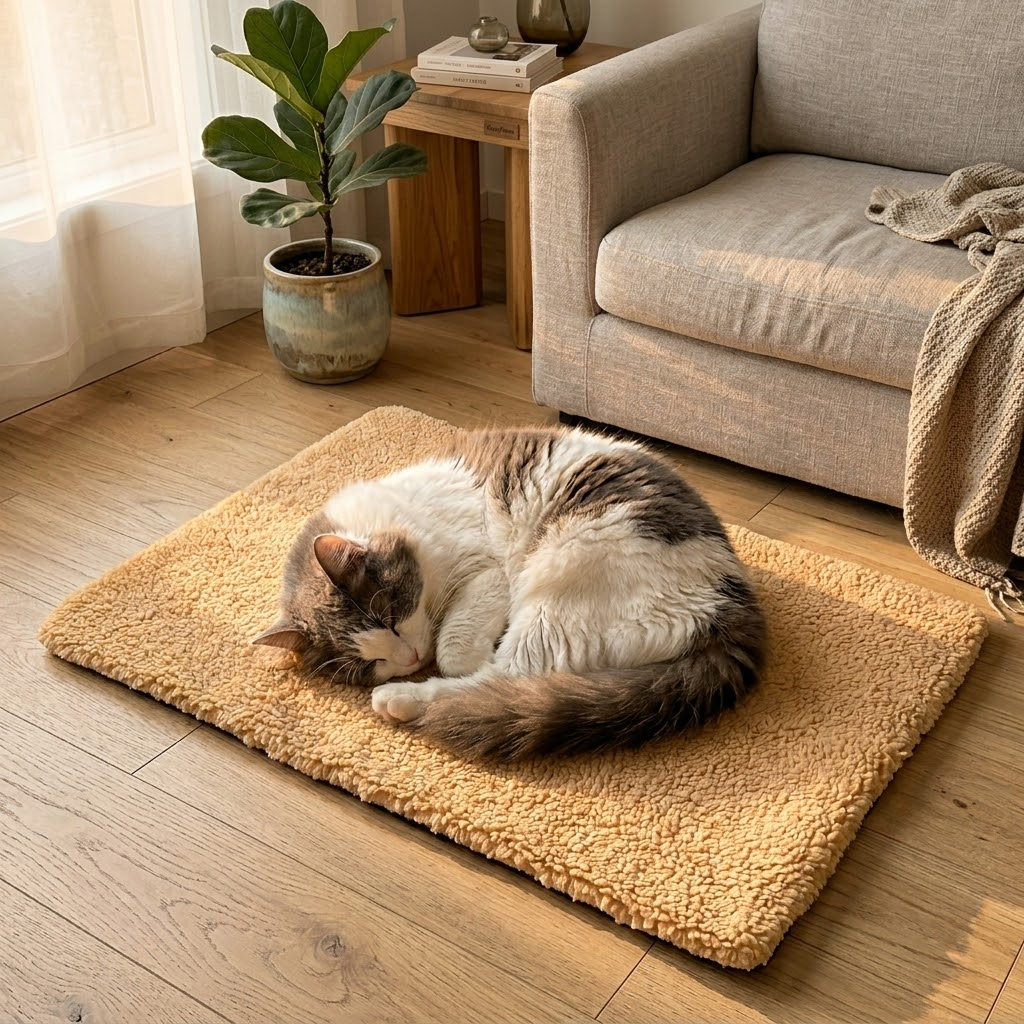 CozyPaws™ Self-Warming Pet Pad — Electric-Free Thermal Blanket Mat for Cats & Dogs, Anti-Slip, Machine-Washable Winter Bed
